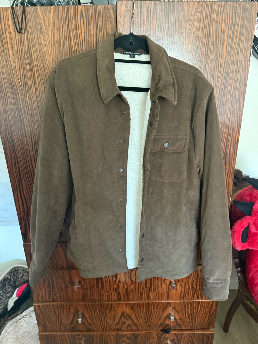 Brown Sherpa-Lined Corduroy Jacket - James perse